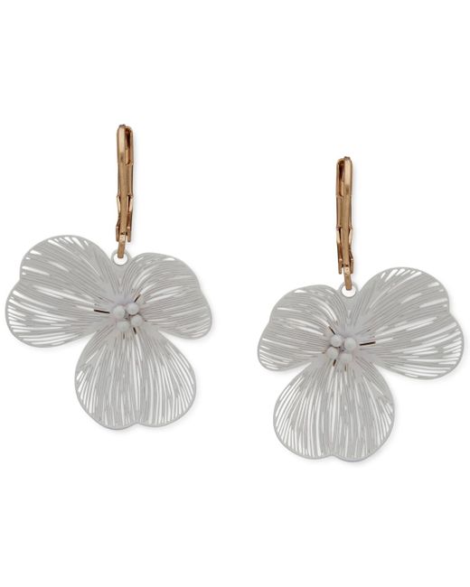 Lonna & Lilly White Gold-tone Color Artistic Flower Drop Earrings
