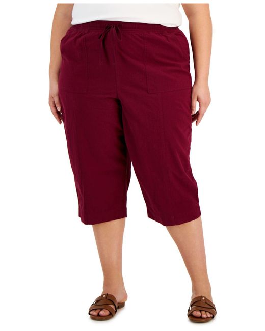 Karen Scott Plus Size Quinn Capri Pants, Created For Macy's in Red | Lyst