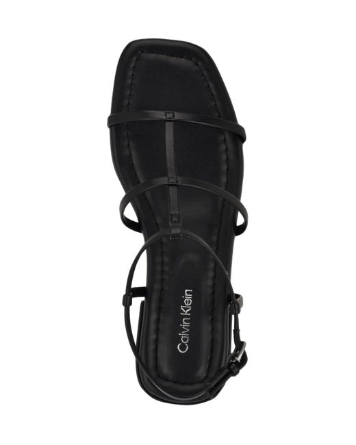 Calvin Klein Black Sallia Strappy Caged Flat Sandals
