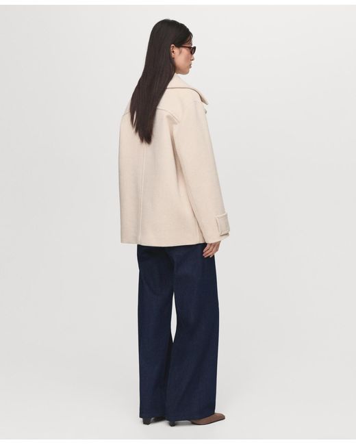 Mango Natural Double-breasted Wool Blend Coat