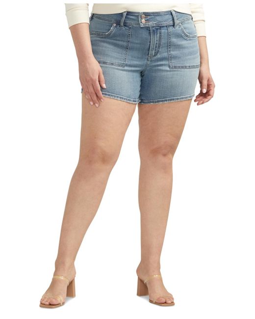 Silver Jeans Co. Blue Plus Size Suki High-rise Curvy-fit Shorts