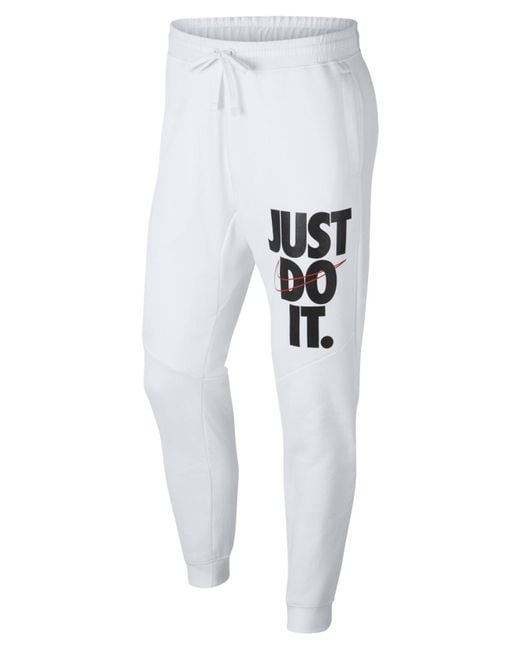 Nike Sportswear Just Do It Fleece Joggers In White For Men, 56% OFF