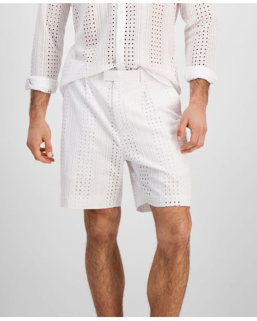 INC International Concepts Regular-fit Embroidered Eyelet 7" Shorts,  Created For Macy's in White for Men | Lyst