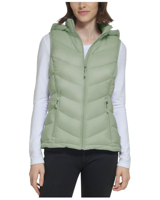 Charter Club Green Packable Hooded Puffer Vest, Created For Macy's