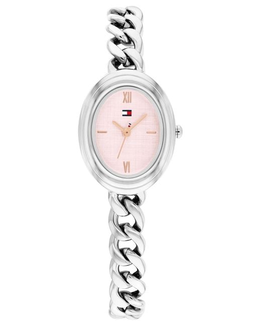 Tommy Hilfiger Pink Quartz Tone Stainless Steel Chain Bracelet Watch
