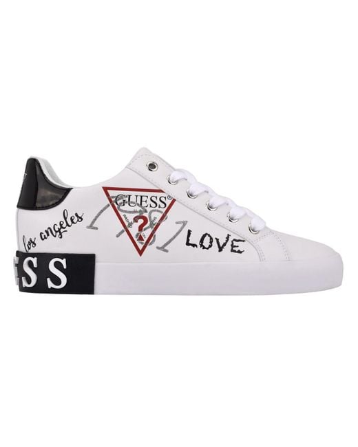 Guess Pathin Lace up Sneakers in White Lyst