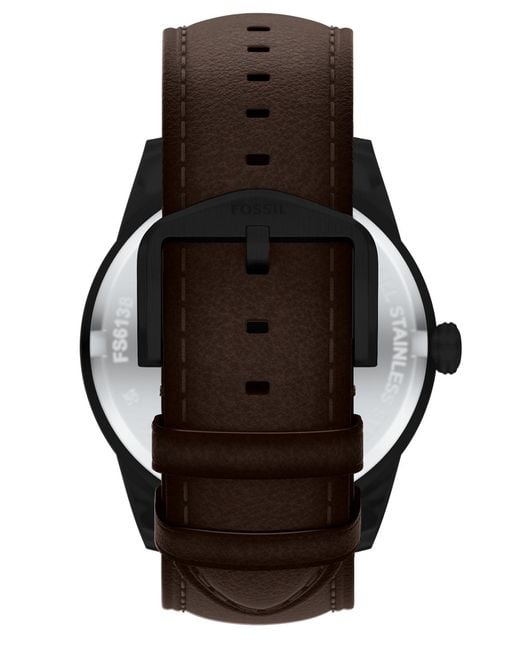 Fossil Black Pearson Multifunction Leather Watch for men