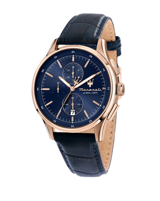 Maserati Blue Chronograph Leather Watch for men
