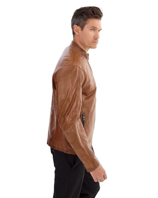 Regency Leathers Brown Gerry Leather Jacket for men