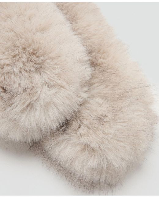 Mango White Fur-effect Scarf