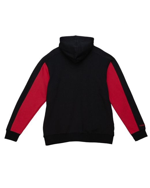 Mitchell & Ness Red Philadelphia 76ers Color Block 2.0 Fleece Pullover Hoodie for men