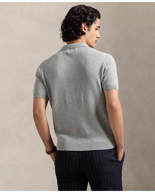 Polo Ralph Lauren Gray Rib-knit Cotton Polo-collar Sweater for men
