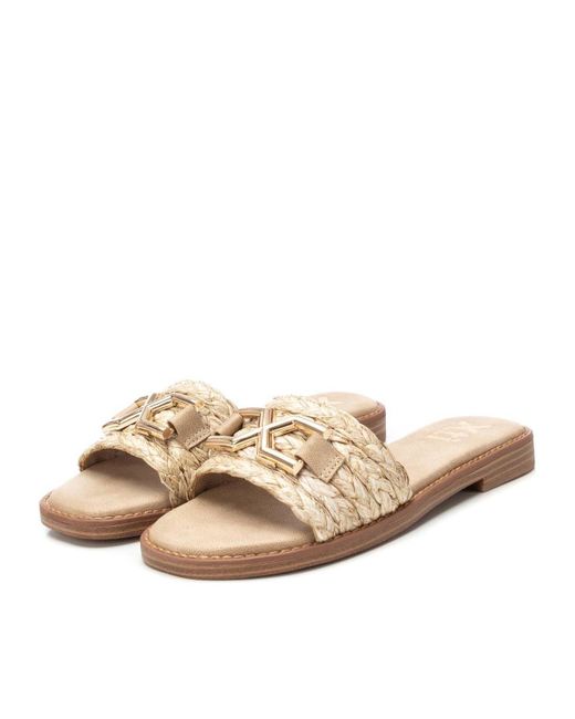 Xti Natural Raffia Slide Sandals By