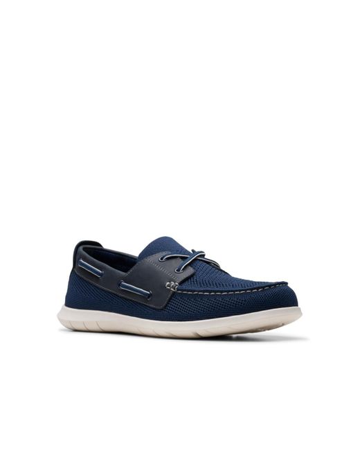 Clarks Blue Flexway Tie Casual Slip On Boat Shoe for men