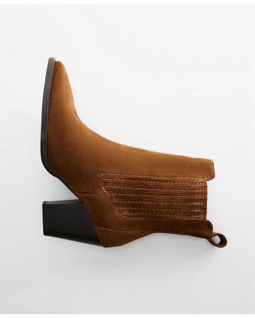 Mango Suede Leather Ankle Boots in Brown | Lyst