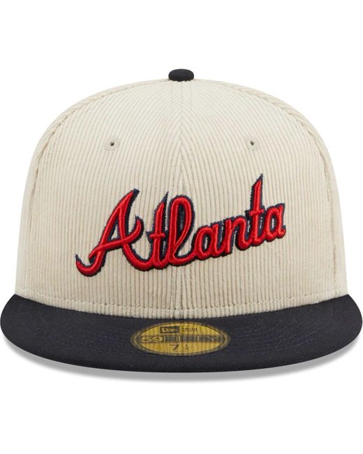 KTZ Pink Atlanta Braves Corduroy Classic 59fifty Fitted Hat for men