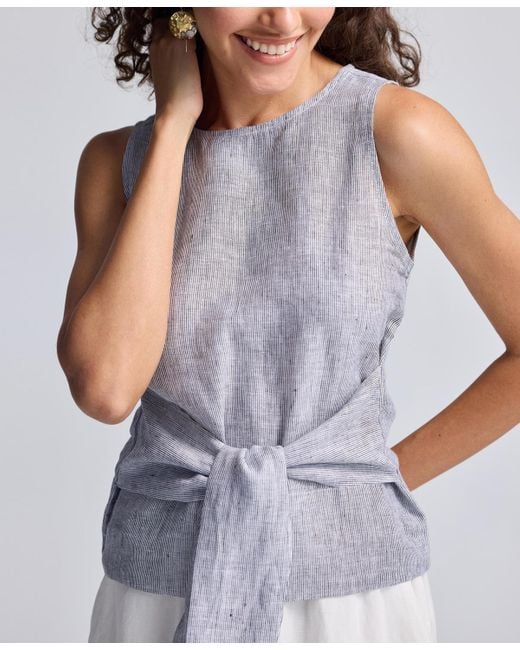 REISTOR Blue Front-tie Top