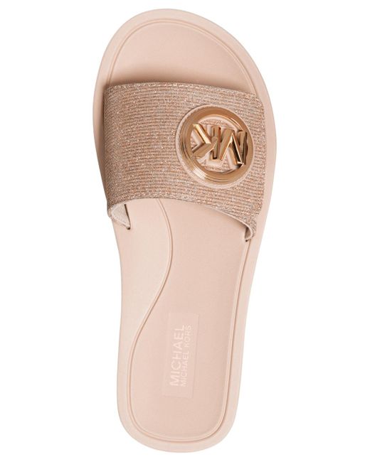 Michael Kors Pink Michael Mk Charm Pool Slide Slip-on Flat Sandals
