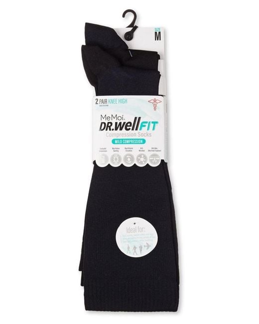 Wellfit Black 2 Pair Pack Tipped Compression Socks