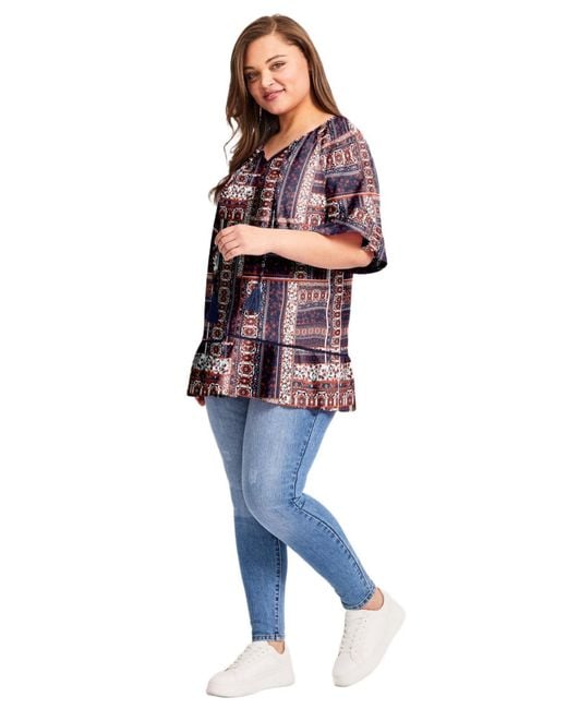 Avenue Red Flutter Sleeve Top