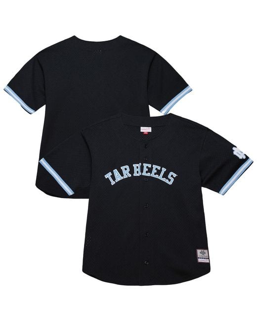 Mitchell & Ness Men's Black North Carolina Tar Heels On The Clock Full-button Fashion Jersey