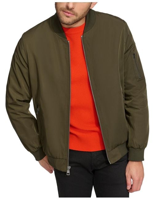 Calvin Klein Green Solid-color Zipper Flight Jacket for men