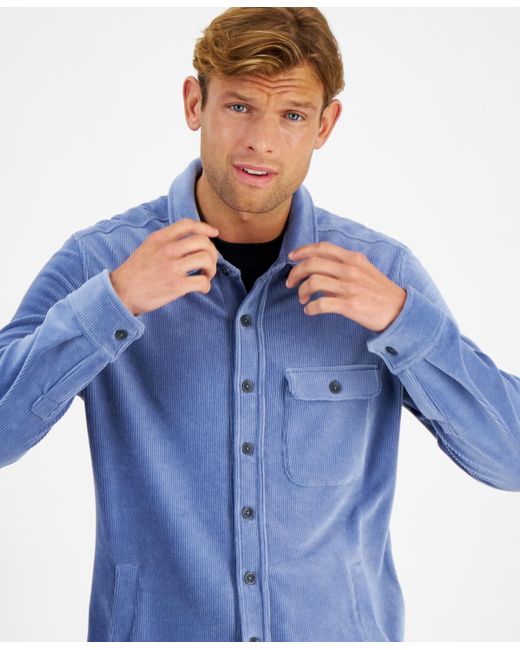 Club Room Knit Cord Shirt Jacket in Blue for Men Lyst