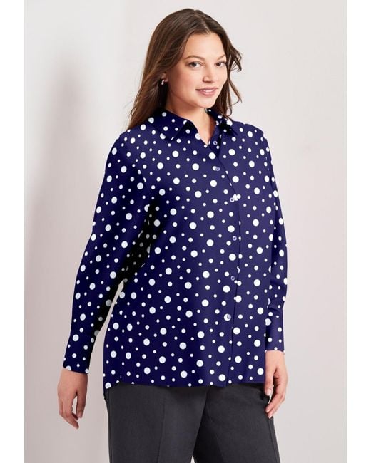 Avenue Blue Plus Size Button Front Blouse