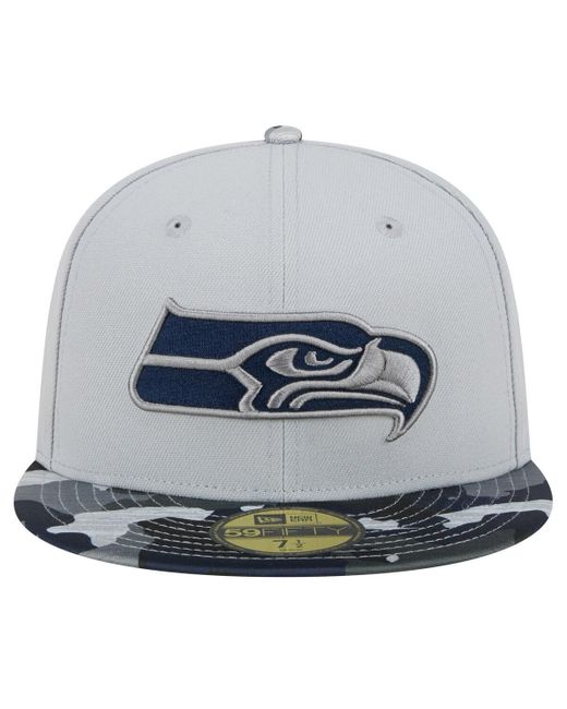 KTZ Gray Seattle Seahawks Active Camo 59fifty Fitted Hat for men