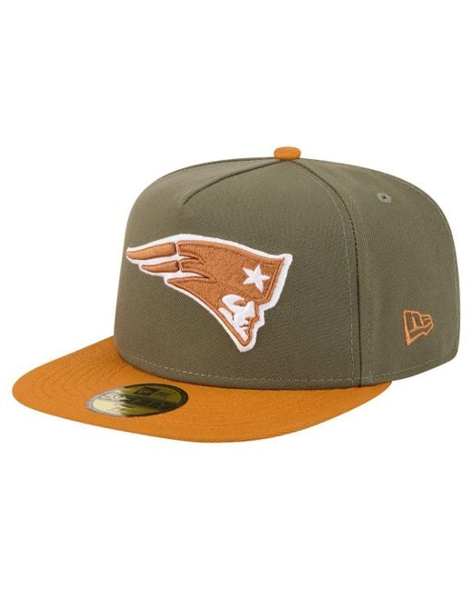 KTZ Green Â Olive/brown New England Patriots Color Pack A-frame 59fifty Fitted Hat for men