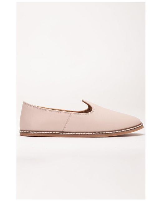 Epilogue Shoes Pink Dalya Leather Slip On Flats ()