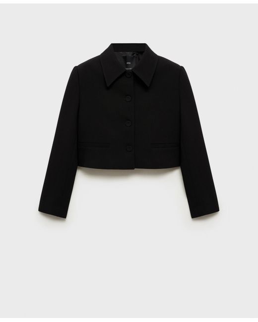 Mango Black Crop Lapel Suit Jacket