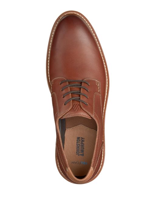 Johnston & Murphy Brown Johnston Murphy Hodges Plain Toe Oxford Casual Lace Up Shoe for men