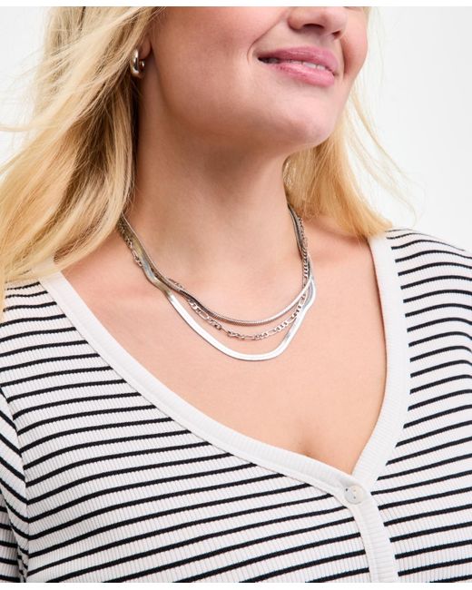 On 34th White Trendy Plus Striped V-neck Button-front Cardigan