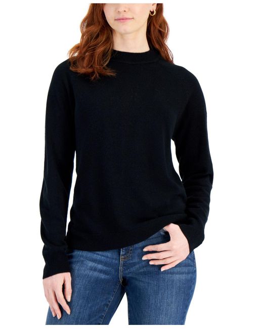 Karen Scott Synthetic Petite Mock Neck Zipback Sweater, Created For