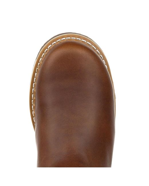 Georgia Boot Brown Amp Lt Wedge Waterproof Pull On Work Boot for men