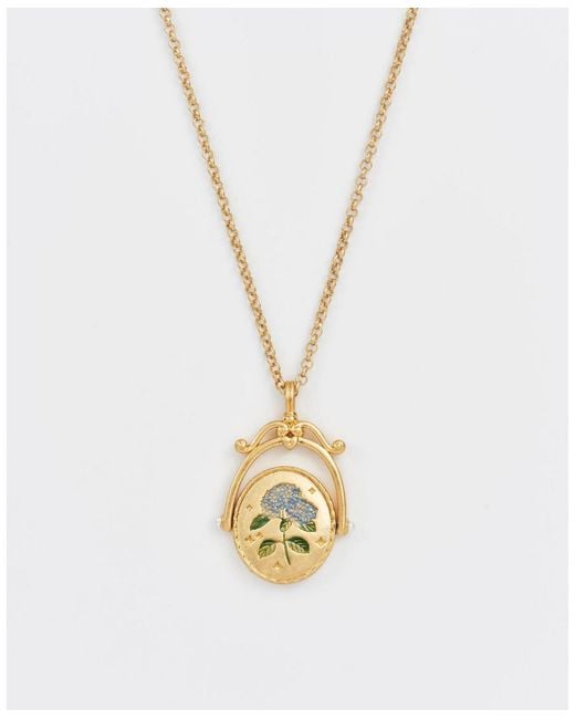 Fable England White Hydrangea Initial Spinner Necklace