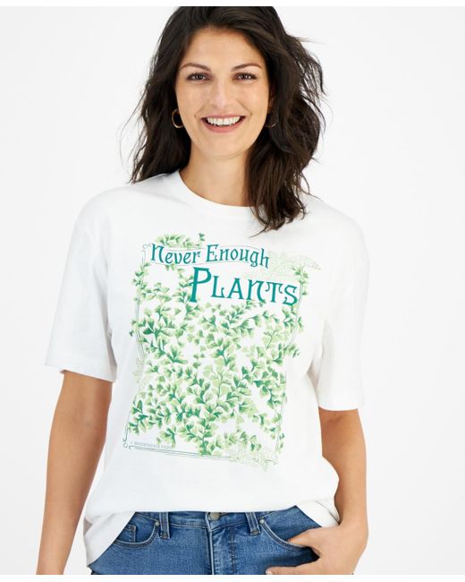 Macy's Green Flower Show Cotton Graphic T-shirt