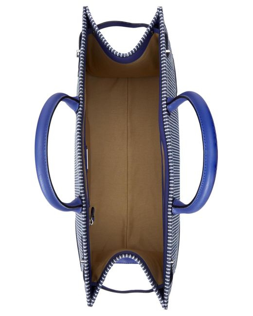 Ralph Lauren Blue Striped Canvas Devyn Tote Bag