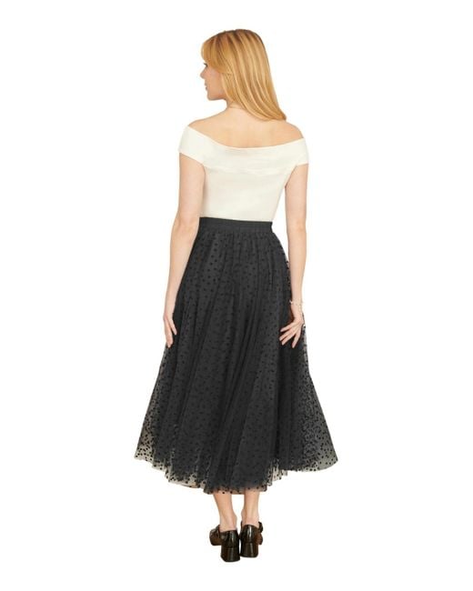 Yumi' Black Mesh Heart Print Tulle Skirt