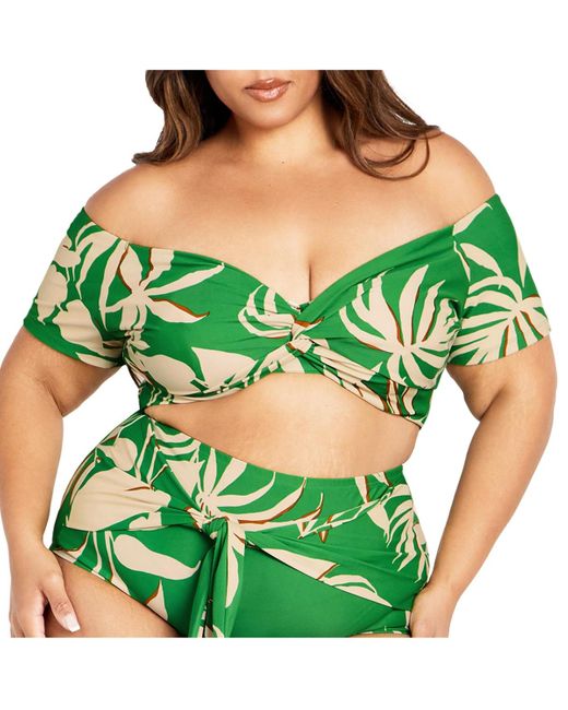 City Chic Green Ingrid Underwire Print Bikini Top