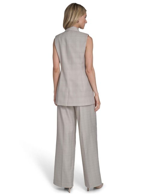 Calvin Klein Gray Collared Windowpane Vest Top