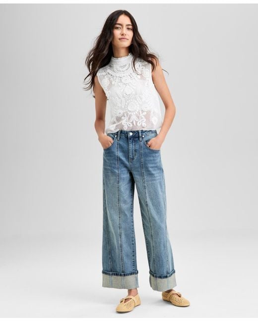 And Now This Blue High-rise Seamed Cuffed Jeans