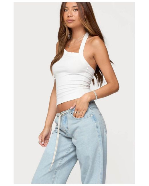 Edikted White Kylan Asymmetric Halter Top