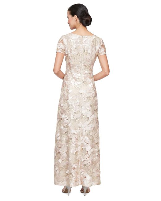 Alex Evenings Natural Soutache Sequined Evening Gown