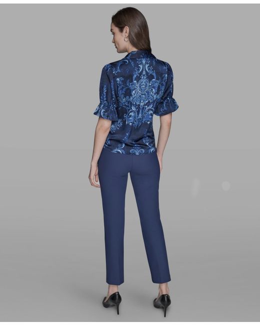 Karl Lagerfeld Blue Karl Algerfeld Paris Printed Button Front Shirt P Xs Xl