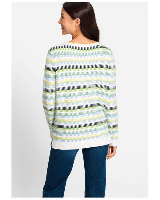 Olsen Multicolor Long Sleeve Pattern Stripe Pullover