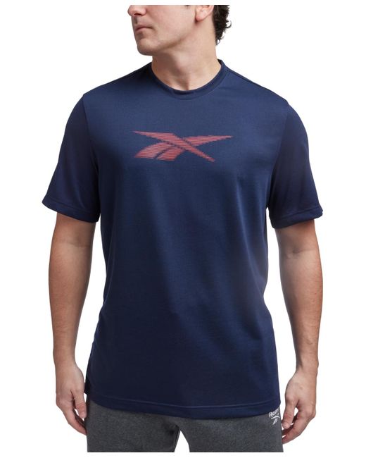 Reebok Blue Vector Performance Short Sleeve Logo Graphic T-shirt for men