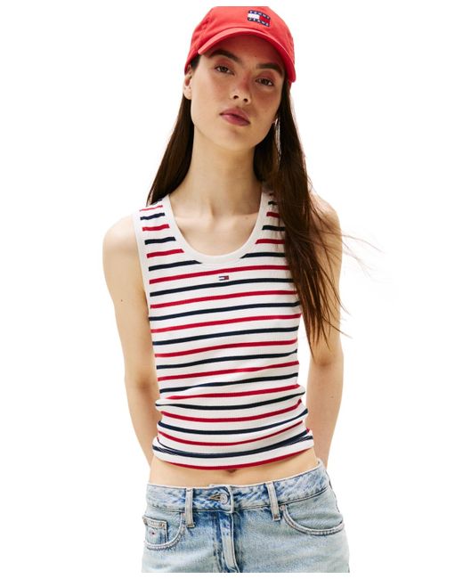 Tommy Hilfiger Blue Essential Ribbed Striped Tank Top