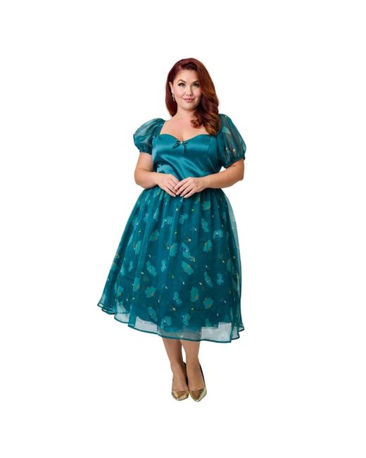 blue vintage swing dress Retro Vintage 1950s Vintage Dress Cocktail Dress Swing Dress Flare Dress Plaid Checkered Checkered Gingham Women's Masquerade Party Evening main image 1